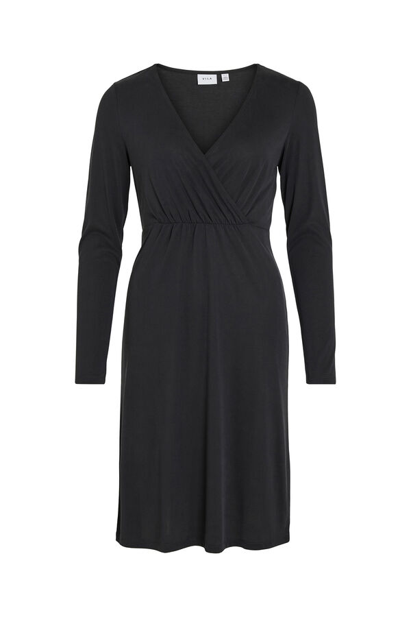 Vila Vestido midi cuello pico Negro