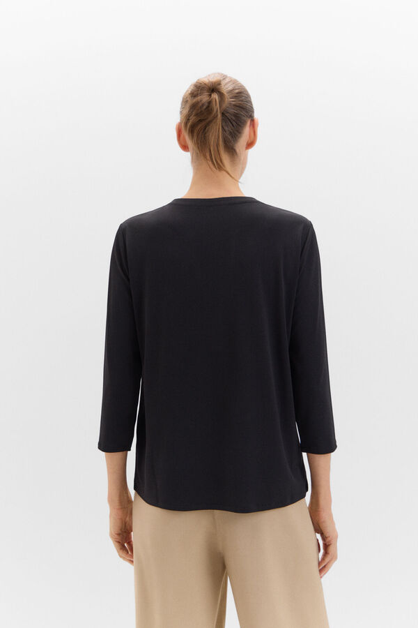 Cortefiel Camisola b&aacute;sica com pesco&ccedil;o mao Preto