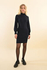 Molly Bracken Vestido curto de manga comprida com detalhe de botões Azul