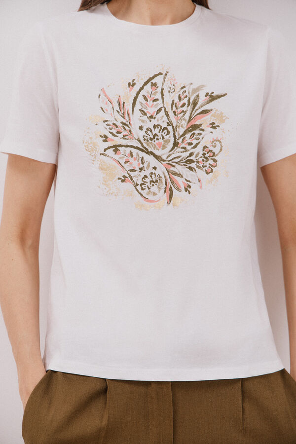 Cortefiel T-shirt estampada Ecru