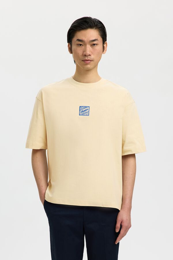 Selected T-shirt de manga curta Tostado