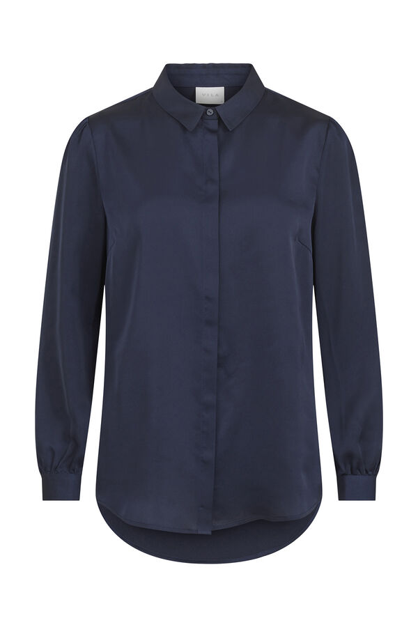 Vila Camisa fluida satinada Azul marino