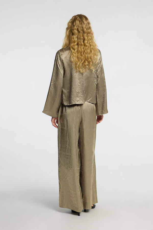 Selected Femme Pantalón satinado wide Leg con pinza Gris