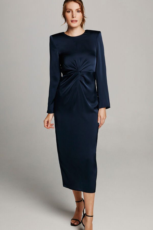 Vila Vestido midi Azul marino