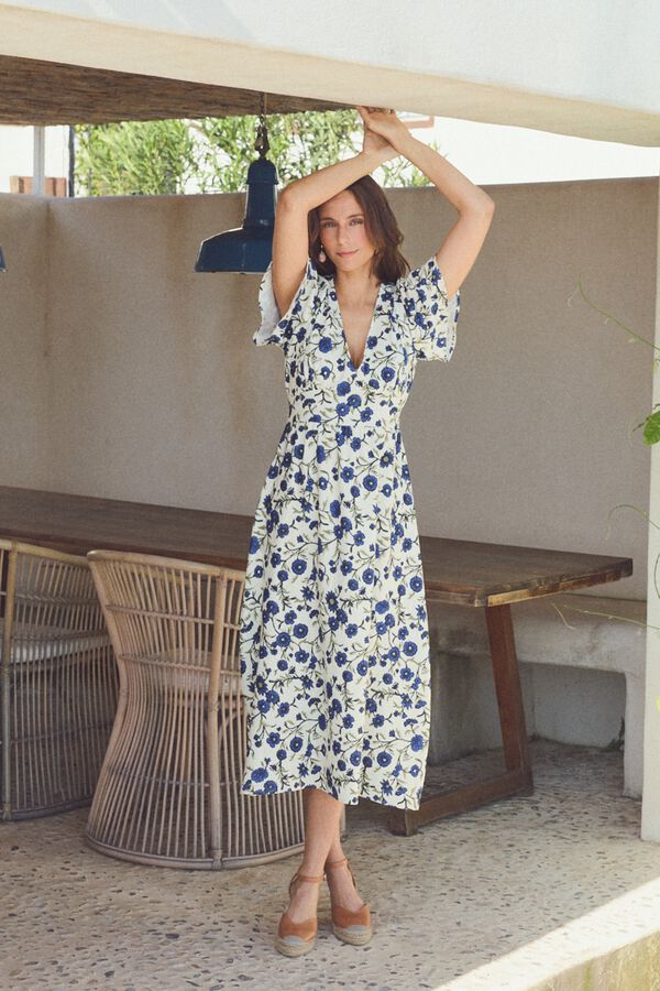 Pol&iacute;n Et Moi Vestido camiseiro de flores Impress&atilde;o