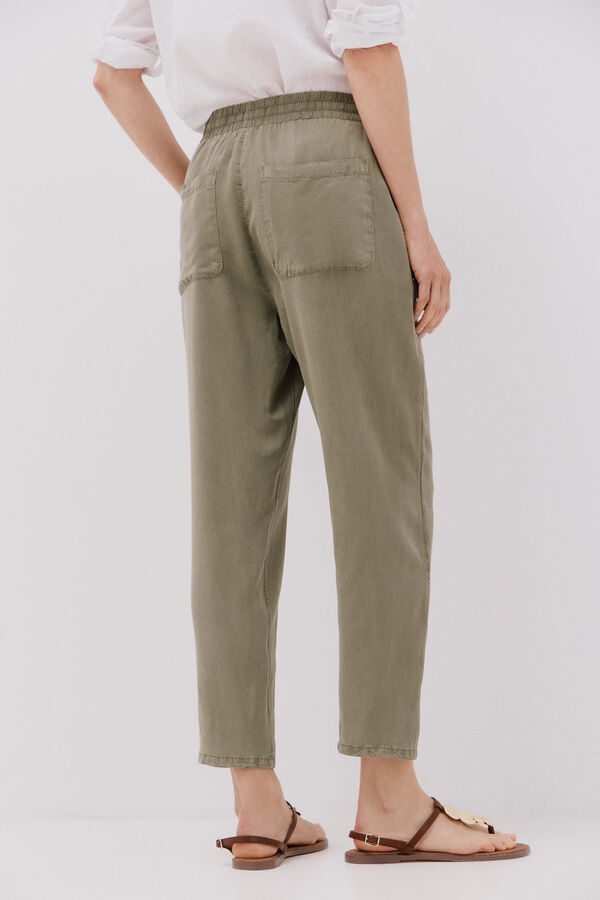 Cortefiel Pantalones fluidos tencel Kaki