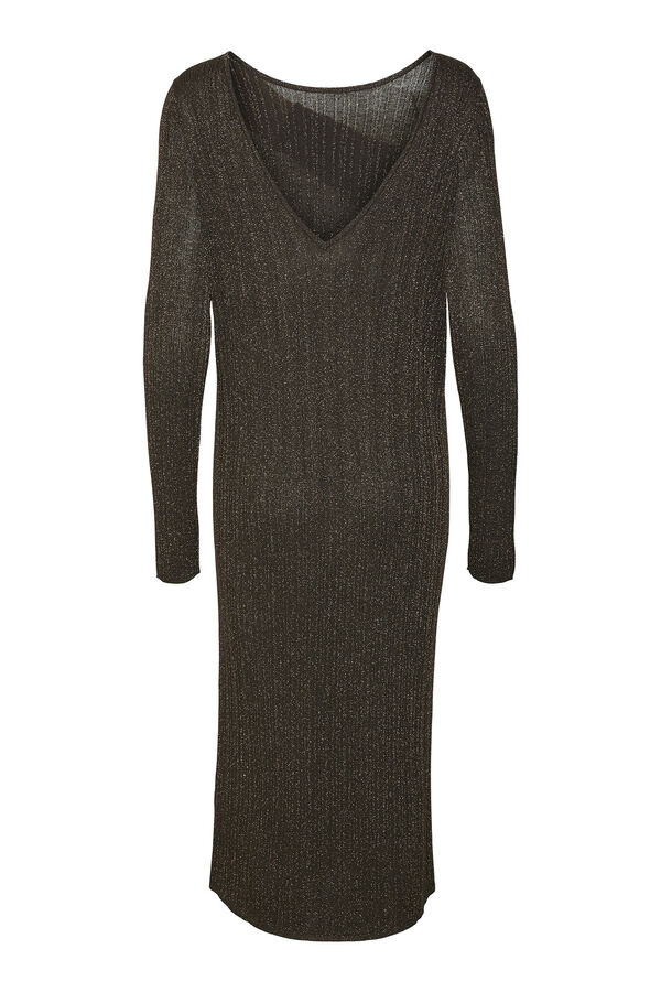 Vero Moda Vestido midi de punto con l&uacute;rex Marr&oacute;n oscuro