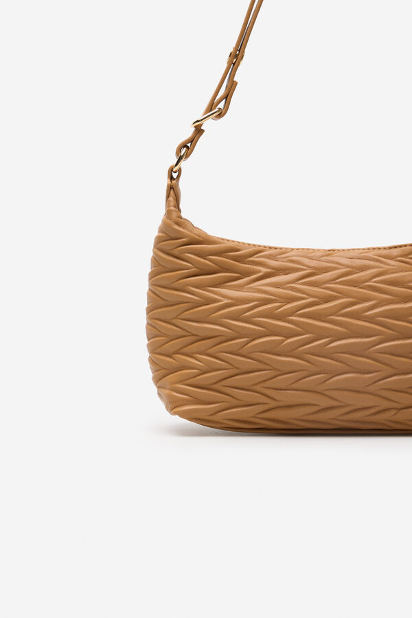 Cortefiel Bandolera gofrada espiga Beige