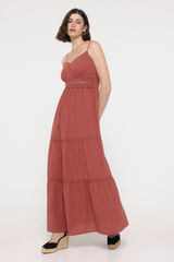 Vero Moda Vestido largo detalle de encaje Rojo