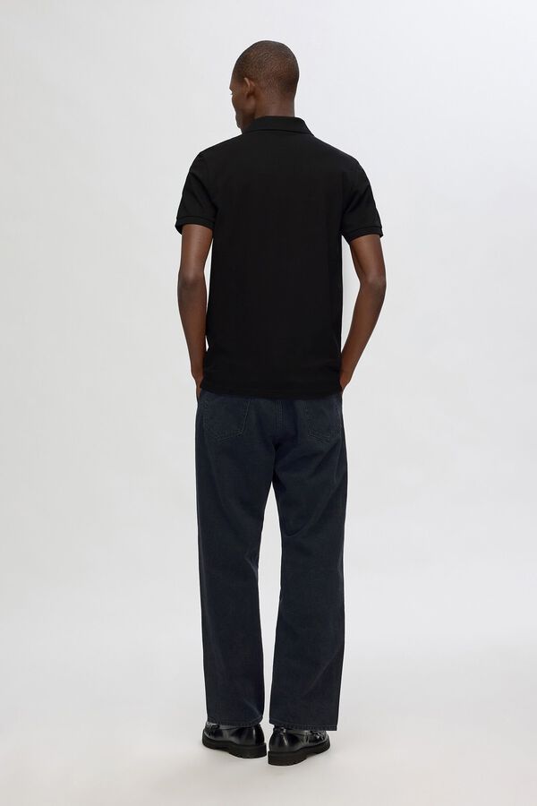 Selected P&oacute;lo de manga curta Preto