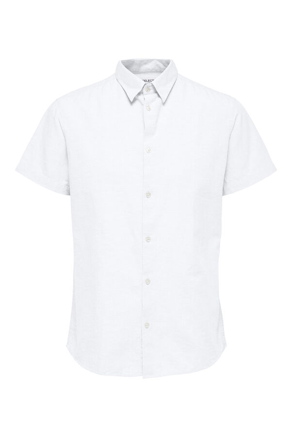 Cortefiel Camisa manga corta lino Blanco