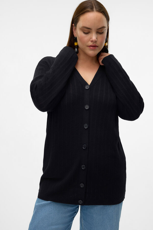 Vero Moda Curve Cardig&atilde; bico size com decote Preto