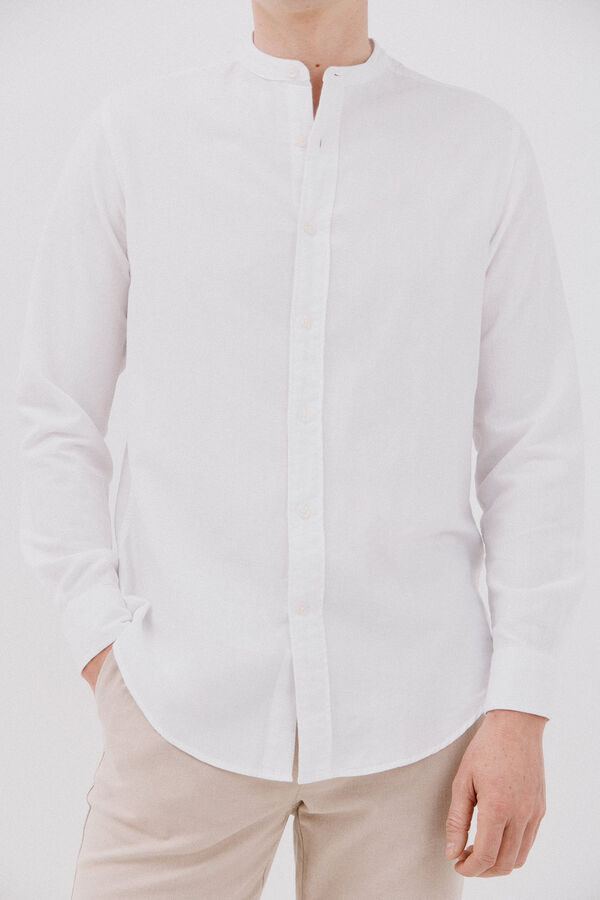 Cortefiel Camisa lisa gola mao. Branco