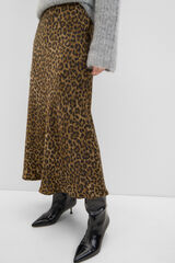 Cortefiel Falda midi satinada Multicolor