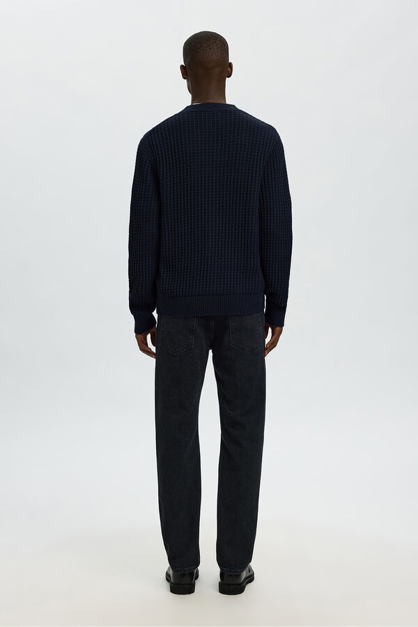 Selected C&aacute;rdigan cuello en pico 100% algod&oacute;n org&aacute;nico Azul marino