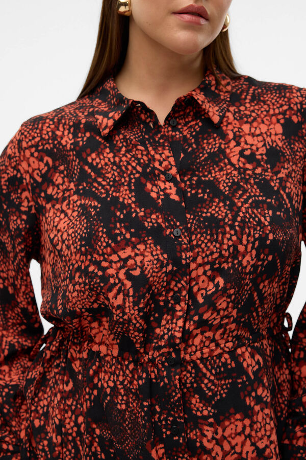 Vero Moda Curve Vestido midi camisero talla grande Marr&oacute;n oscuro