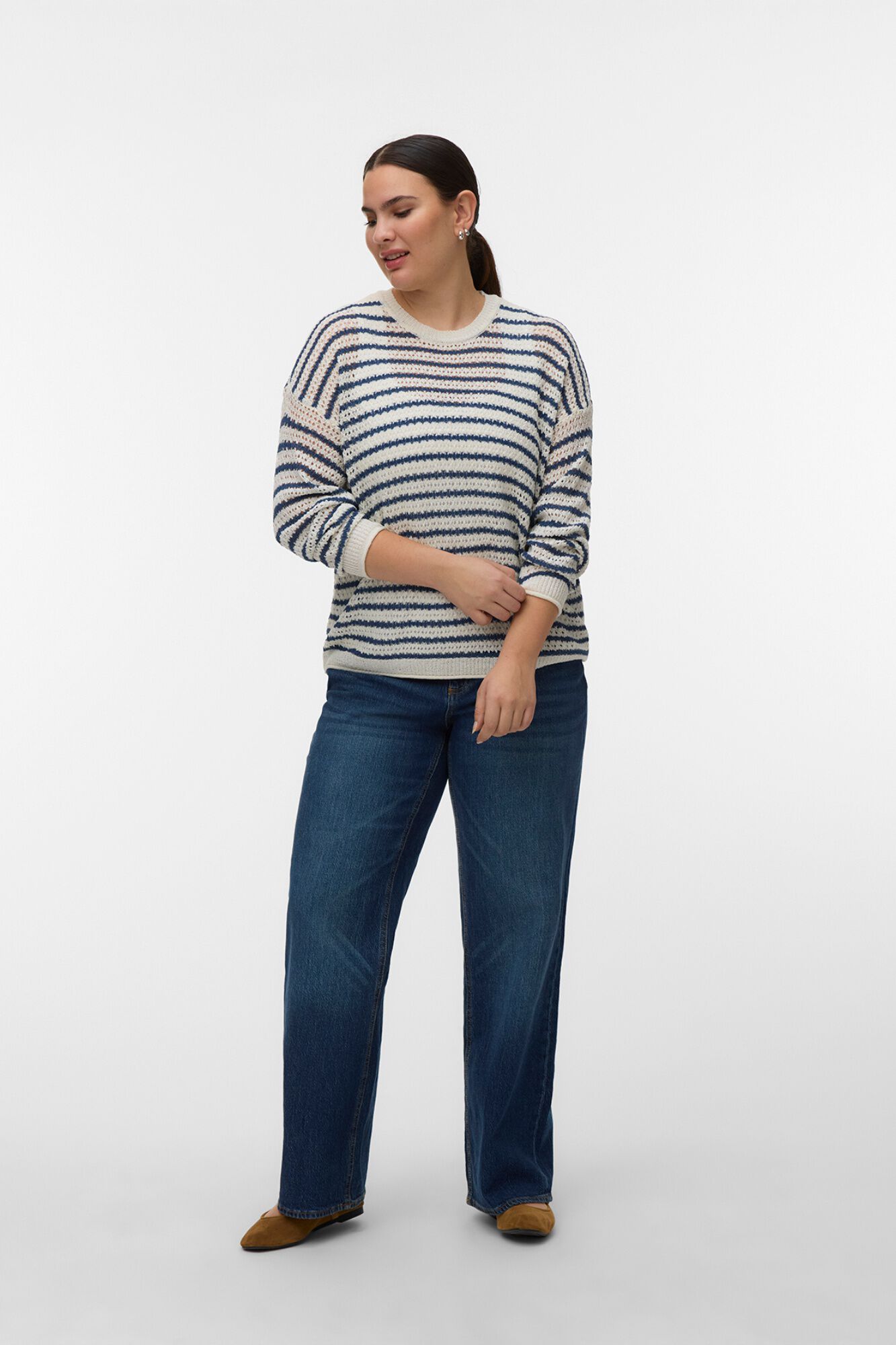 Vero Moda Curve Camisola de malha fina vazada tamanho grande