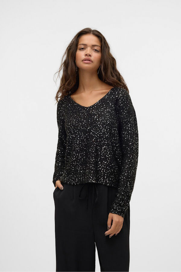Vero Moda Jersey de lurex y lentejuelas Negro