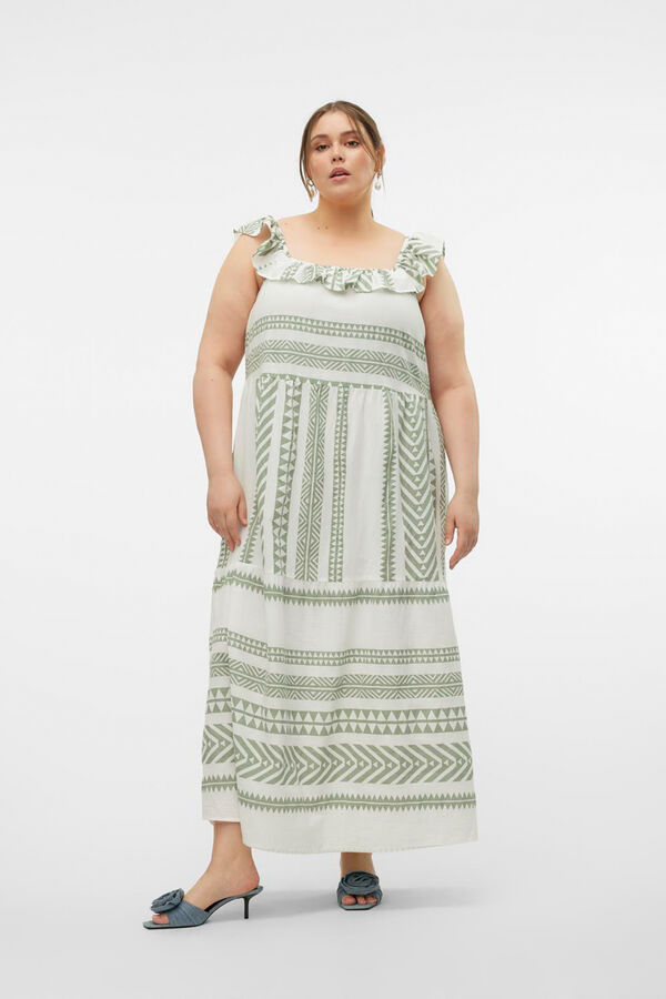 Vero Moda Curve Vestido midi al&ccedil;a grossa tamanho grande  Branco