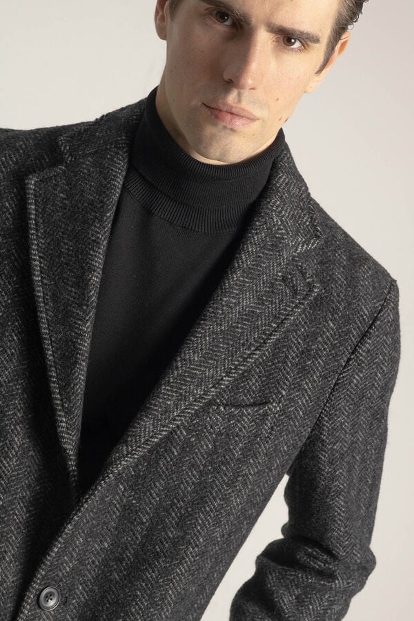 PuroEGO Abrigo espiga gris Gris oscuro