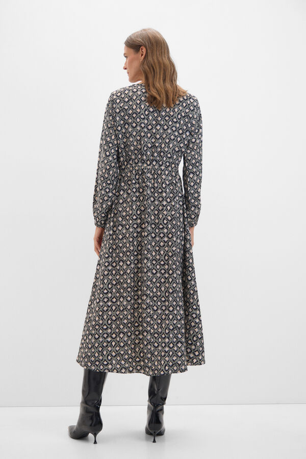 Cortefiel Vestido largo estampado geom&eacute;trico Estampado verde