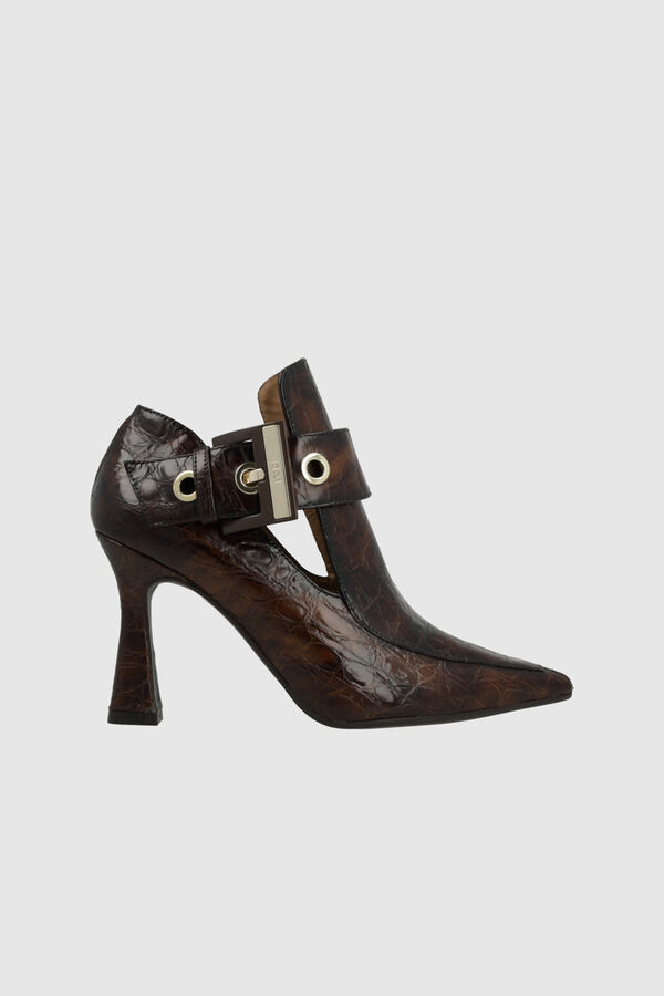 Lodi Botines de tac&oacute;n en piel Marr&oacute;n oscuro