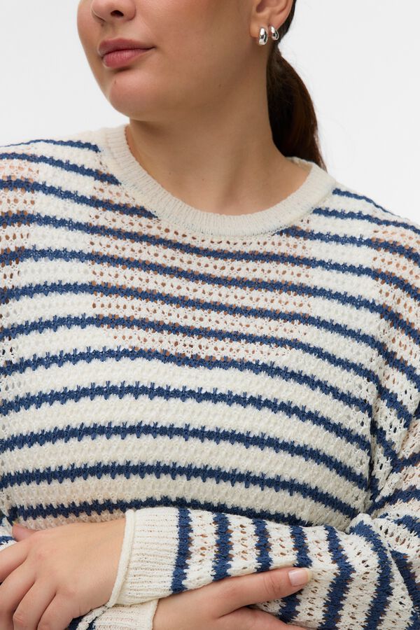 Vero Moda Curve Camisola de malha fina vazada tamanho grande Tostado