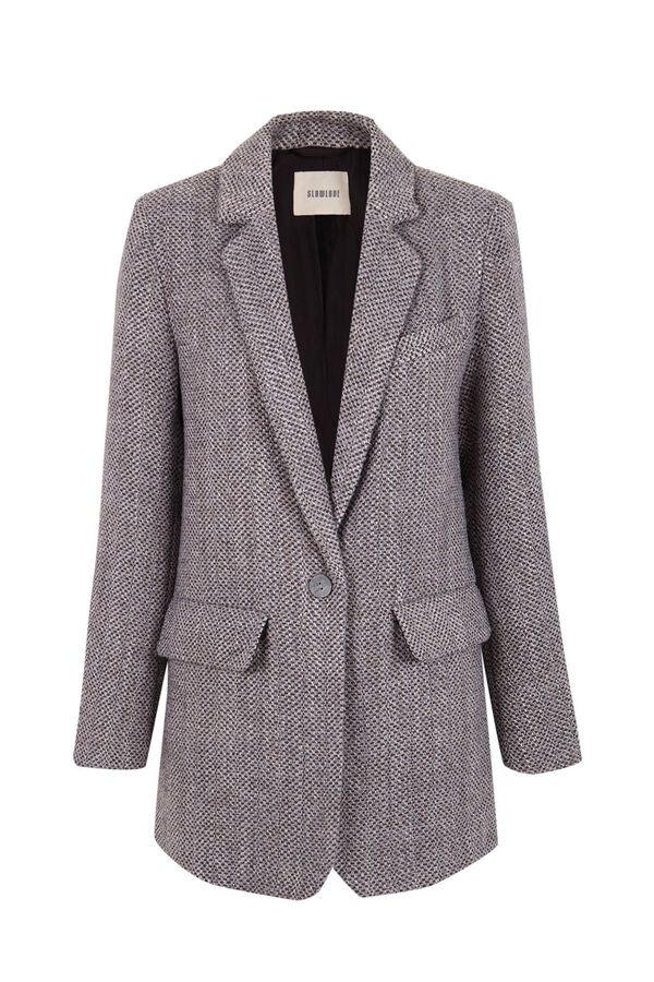 Slowlove Abrigo blazer de espiga Estampado gris