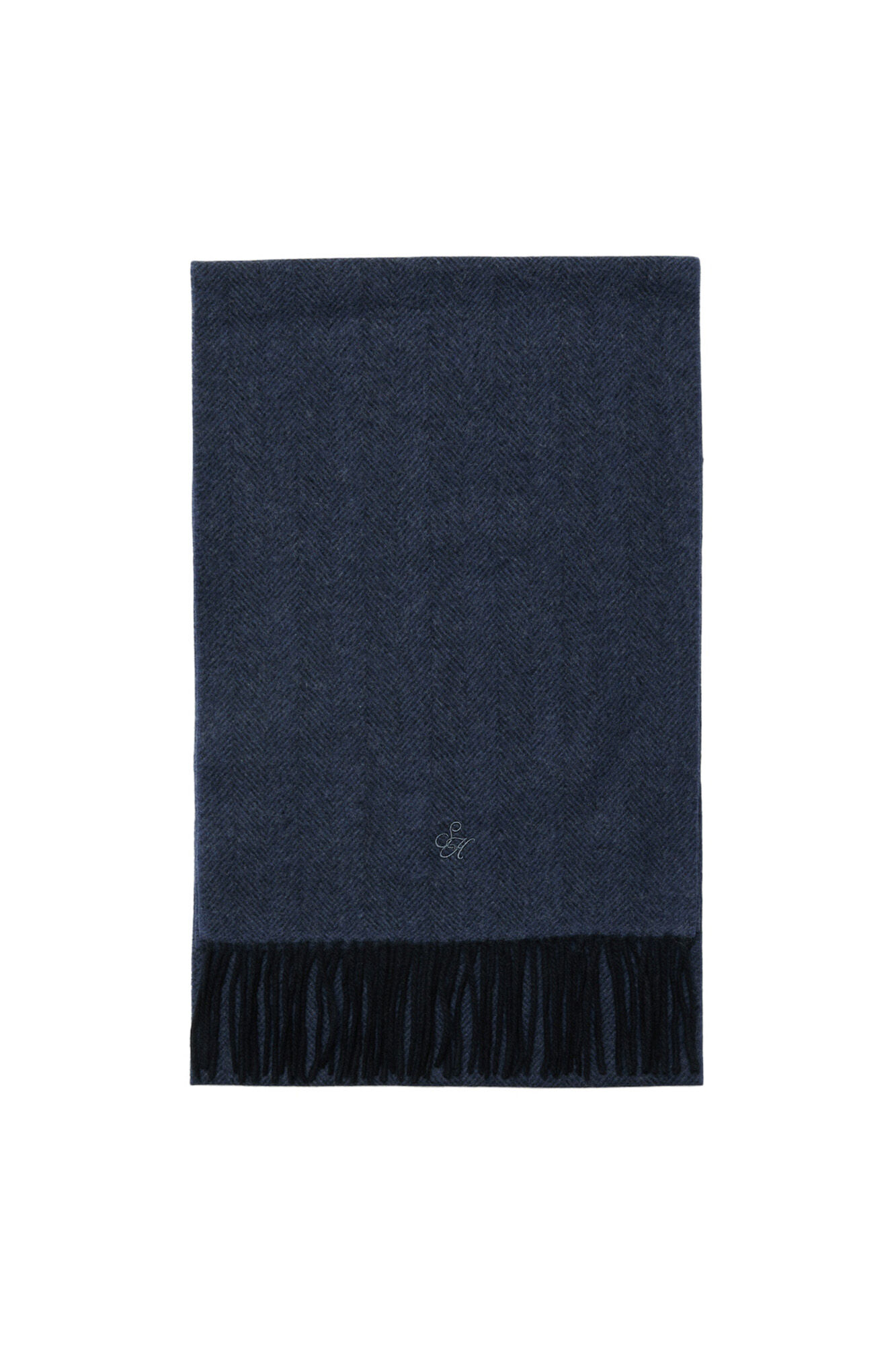 Selected Cachecol com franjas e logo bordado confeccionado em 100% L&atilde; RWS. 