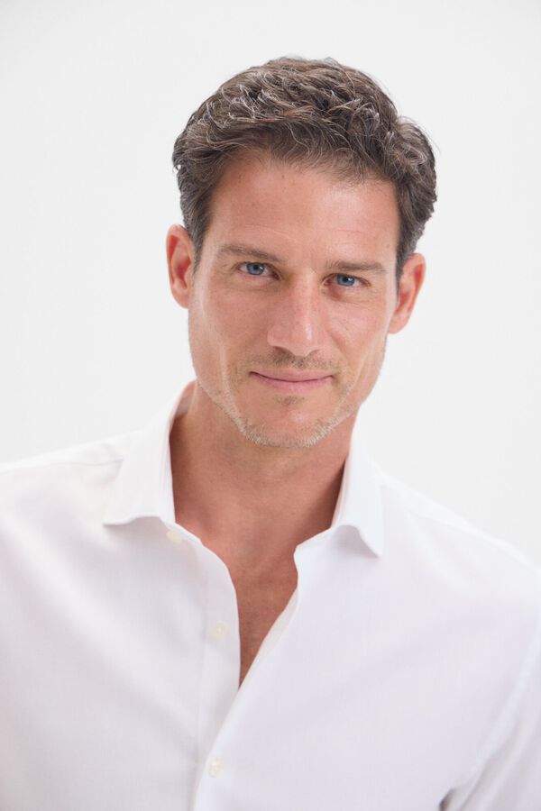 Cortefiel Camisa formal estrutura lisa f&aacute;cil de engomar Branco