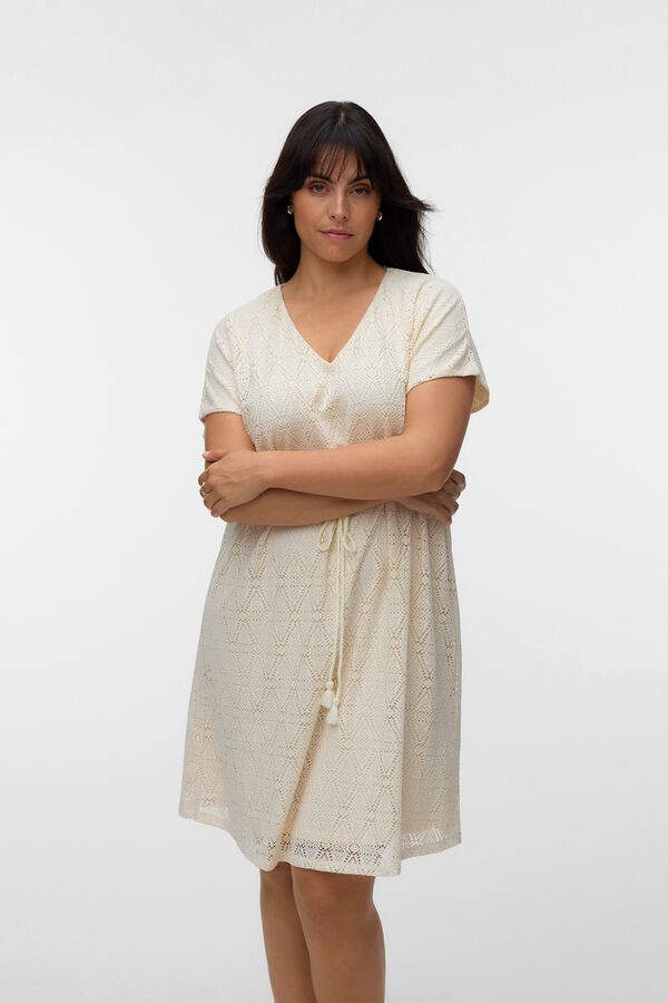 Vero Moda Curve Vestido curto gola em bico tamanho grande Tostado