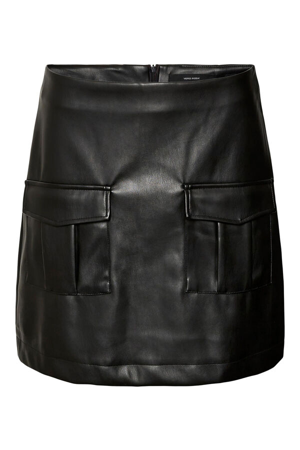 Vero Moda Saia curta efeito pele Preto