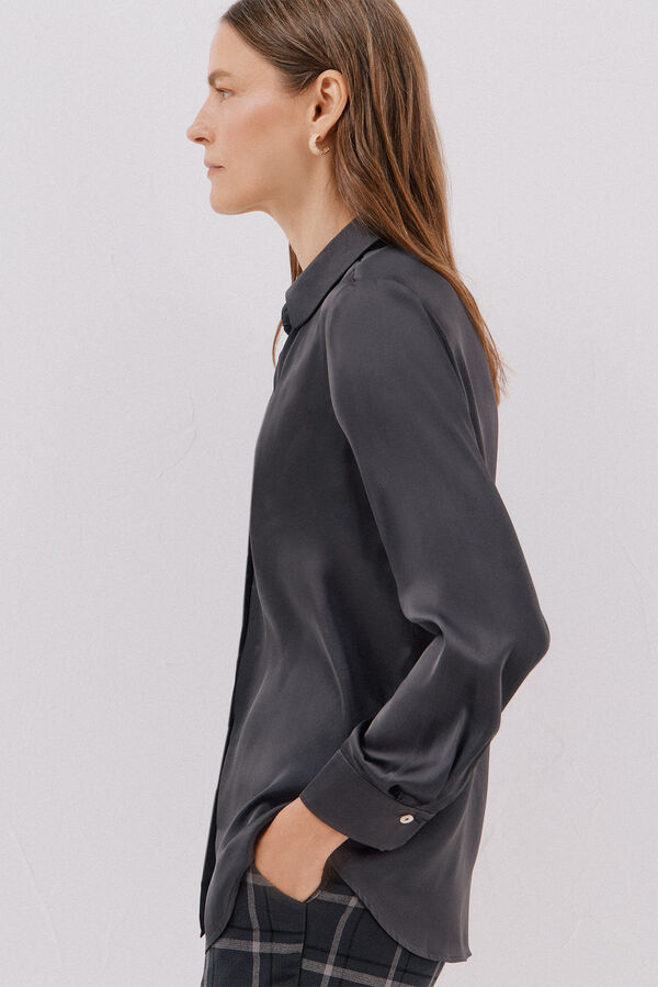 Cortefiel Camisa acetinada Cinzento