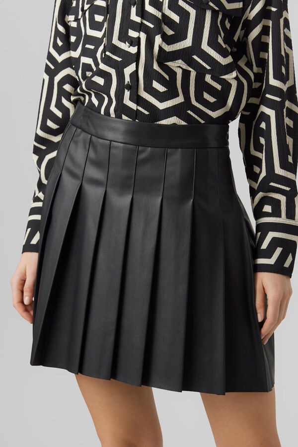 Vero Moda Falda de tablas efecto piel Negro