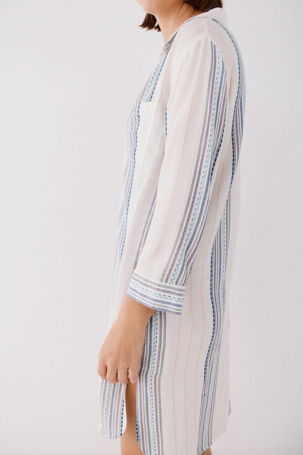 Cortefiel Gola camiseira t&uacute;nica caftan Azul