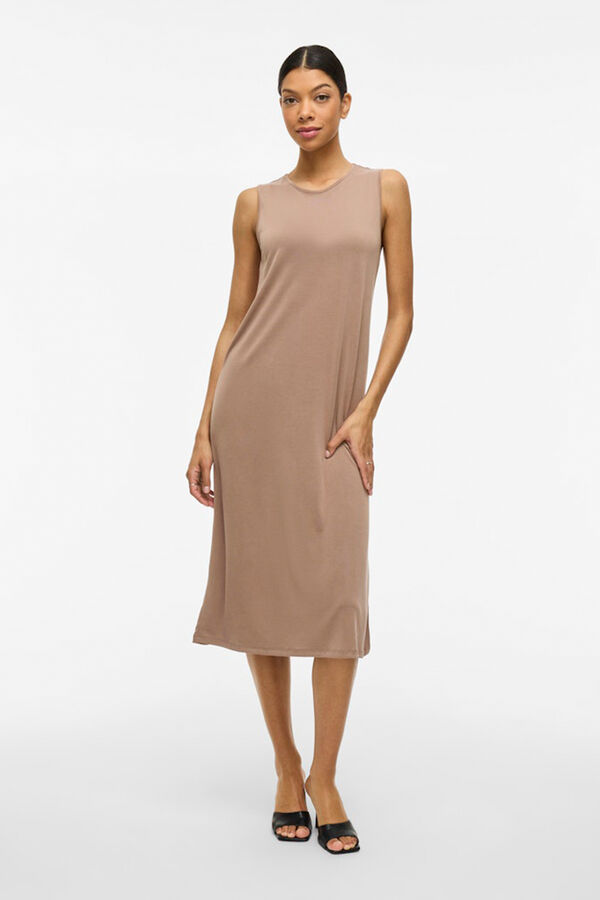 Vila Vestido midi sin mangas con Tencel Marr&oacute;n