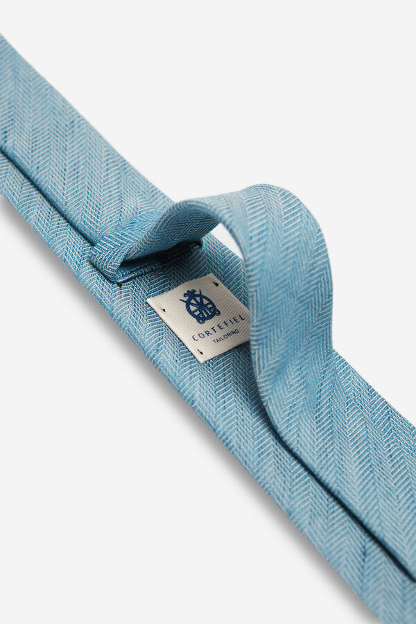 Cortefiel Gravata seda espiga Azul