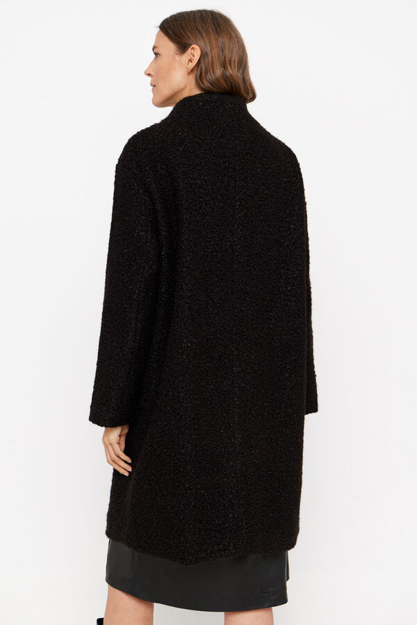 Cortefiel Abrigo boucle suave Negro