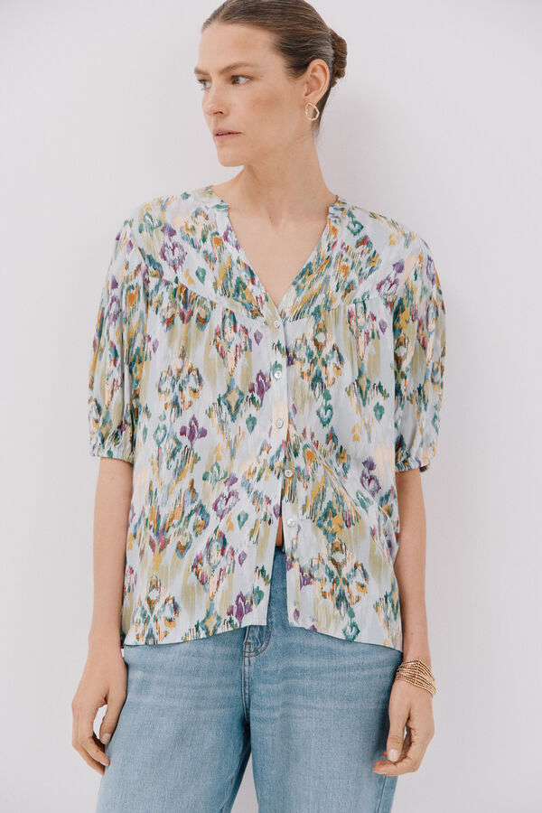 Cortefiel Blusa de manga curta Verde