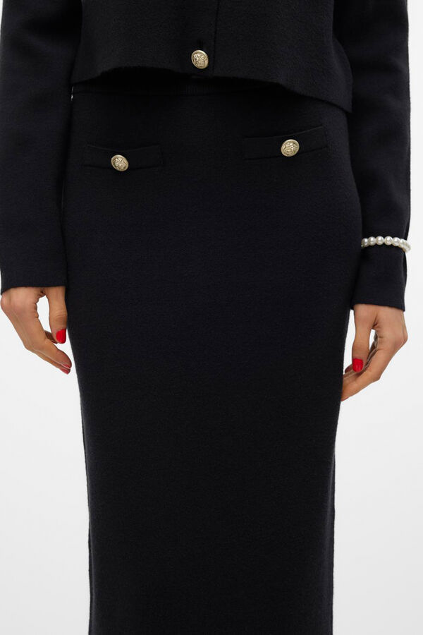 Vero Moda Saia midi de malha Preto