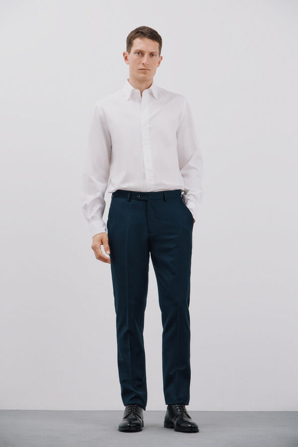 Cortefiel Camisa blanca algod&oacute;n tencel Blanco