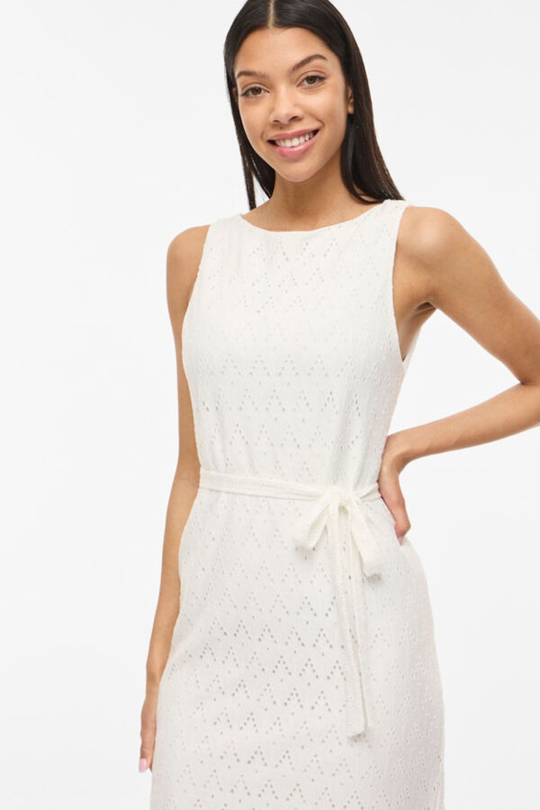 Vila Vestido midi con calados de algod&oacute;n Blanco