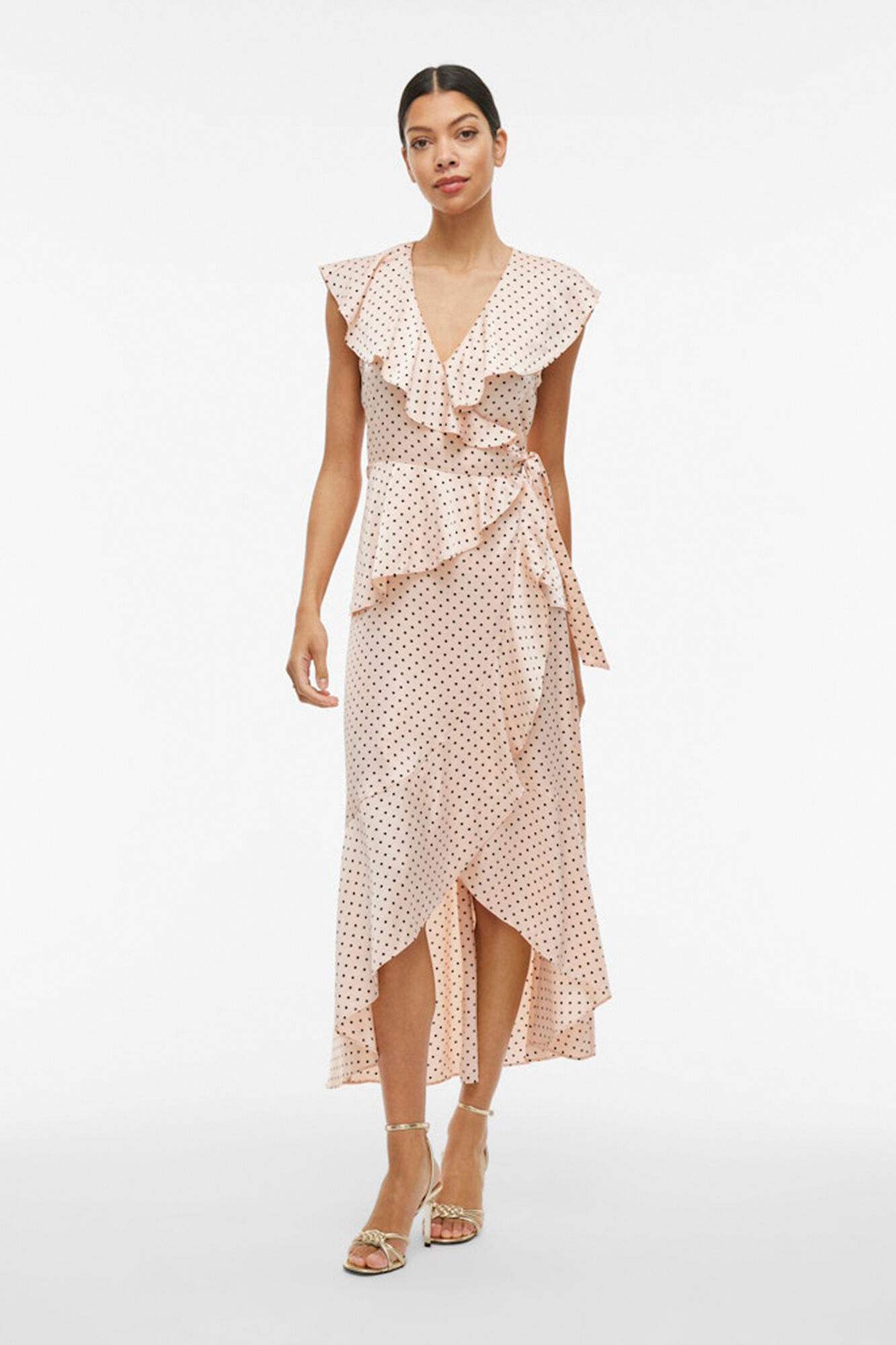 Vila Vestido satinado midi cruzado