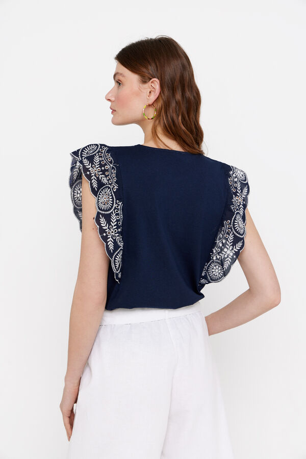 Cortefiel Camiseta detalle bordado Azul marino