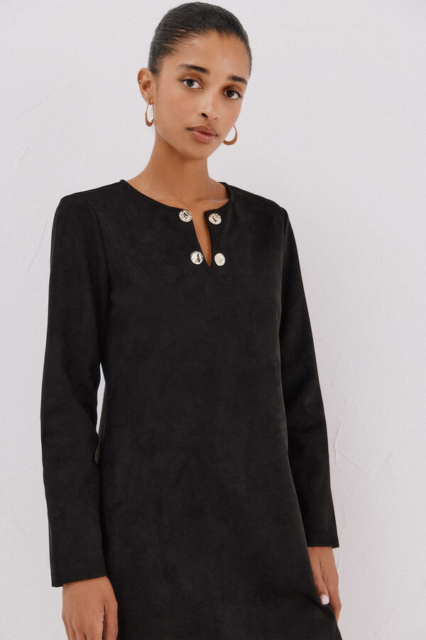 Cortefiel Vestido antelina Negro