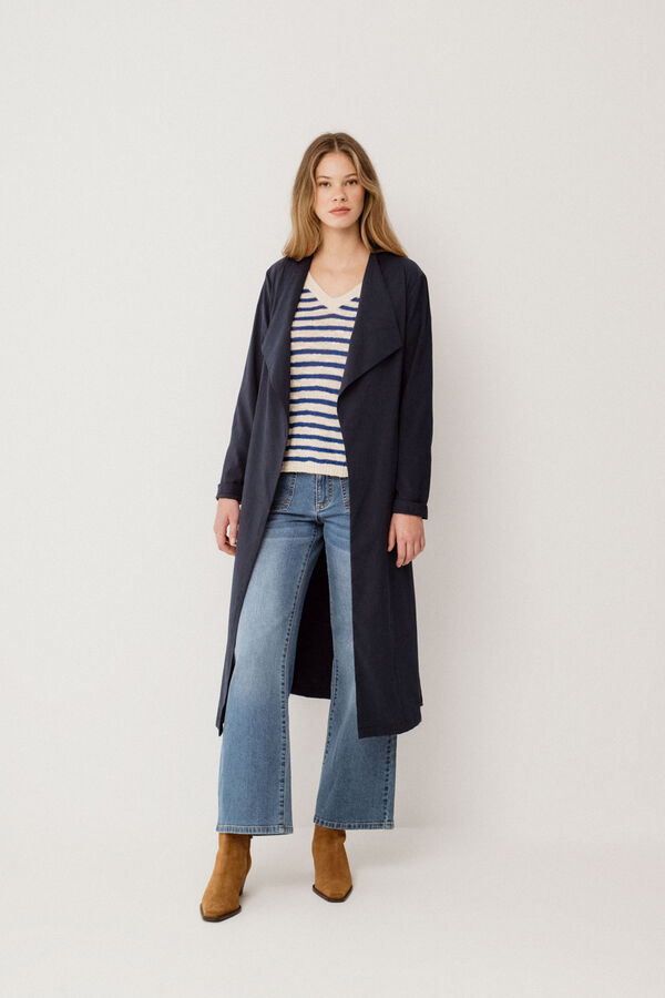 Vila Gabardina larga anudada Azul marino