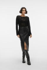 Vero Moda Medidas da saia em couro sint&eacute;tico Preto