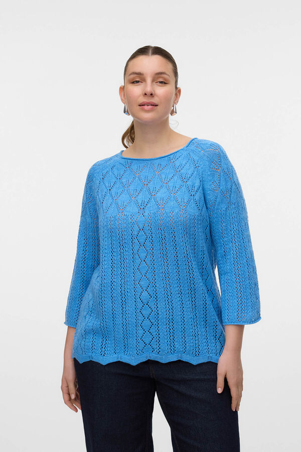 Vero Moda Curve Jersey detalles calados talla grande Azul