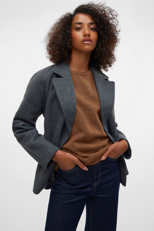 Vero Moda Chaqueta corta de pa&ntilde;o Gris oscuro