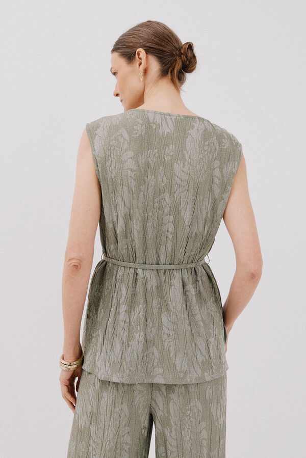 Cortefiel Top jacquard hebilla Kaki